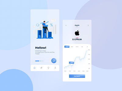 Investments App app app design application design finance finance app financial app glass glassmorphism invest investing investment investments stocks trade trading ui ui ux uidesign uiux
