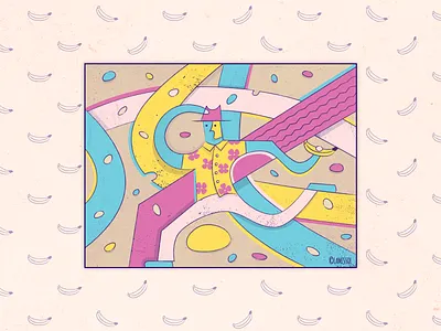 Fedora & Banana abstract banana digital art fedora floral flowers fruit hat hawaiian shirt illustration pastel pattern