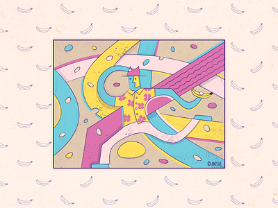 Fedora & Banana abstract banana digital art fedora floral flowers fruit hat hawaiian shirt illustration pastel pattern