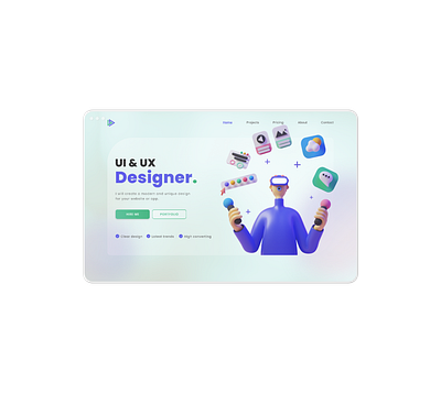 UI UX Designer Landing Page 3d app ui design freelance design header design hero header landing page ui ux designer web design web template website website design