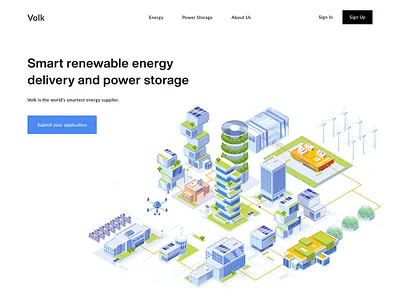 Volk - Web Design for energy supplier alternative energy animation clean colors illustration illustrator landing design landing page motion motion design smart city ui ux web webdesign