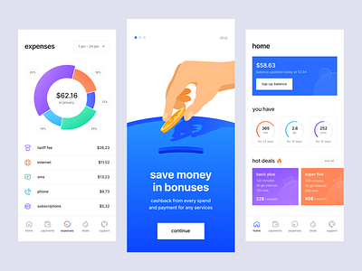 Mobile Operator App chart clean dashboard illustration mobile mobile dashboard mobile operator operator pie chart product design stats