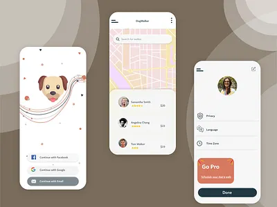 Dog Walker App android androidapp appdesign appdeveloper application application ui application ux ui appmaker daily ui dog dogwalker mobileapp ondemand uidesign uiuix uxuidesign