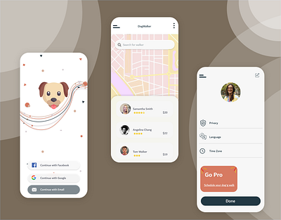 Dog Walker App android androidapp appdesign appdeveloper application application ui application ux ui appmaker daily ui dog dogwalker mobileapp ondemand uidesign uiuix uxuidesign