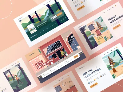 Ngaprakers UI website design activity bali booking clean culture desktop explore food header hiking illustration illustrator indonesia landing mobile nature place traditional traveling website