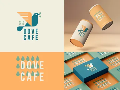 Dove cafe - Brand identity abstract animal bird branding cafe clever coffee drop flat geometry icon identity illustration leaf letter logo mark minimal tea