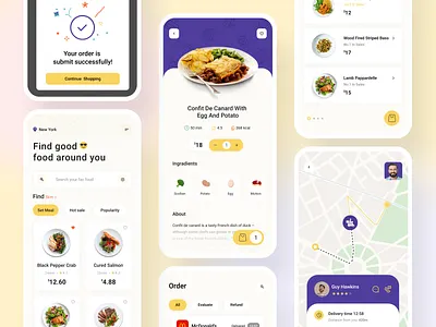 Food Delivery App app burger card clean delicious delivery app finder food food and drink food app food delivery menu mobile mobile app noodles pizza restaurant simple ui ux