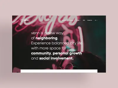 Venn Homepage Web community covers homepage interfaces neighborhood web design web ui website