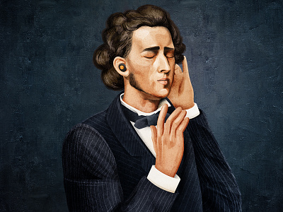 Frederic Chopin book branding character composer face illustration illustrator man photoshop portrait poster print watercolor