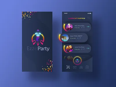 Party App Design app app design bright colorful concept cool jin mobile mobile ui ui uidesign uiux ux