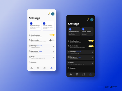 App settings clean ui daily ui dailyui dark mode design figma light mode settings settingspage simple design ui