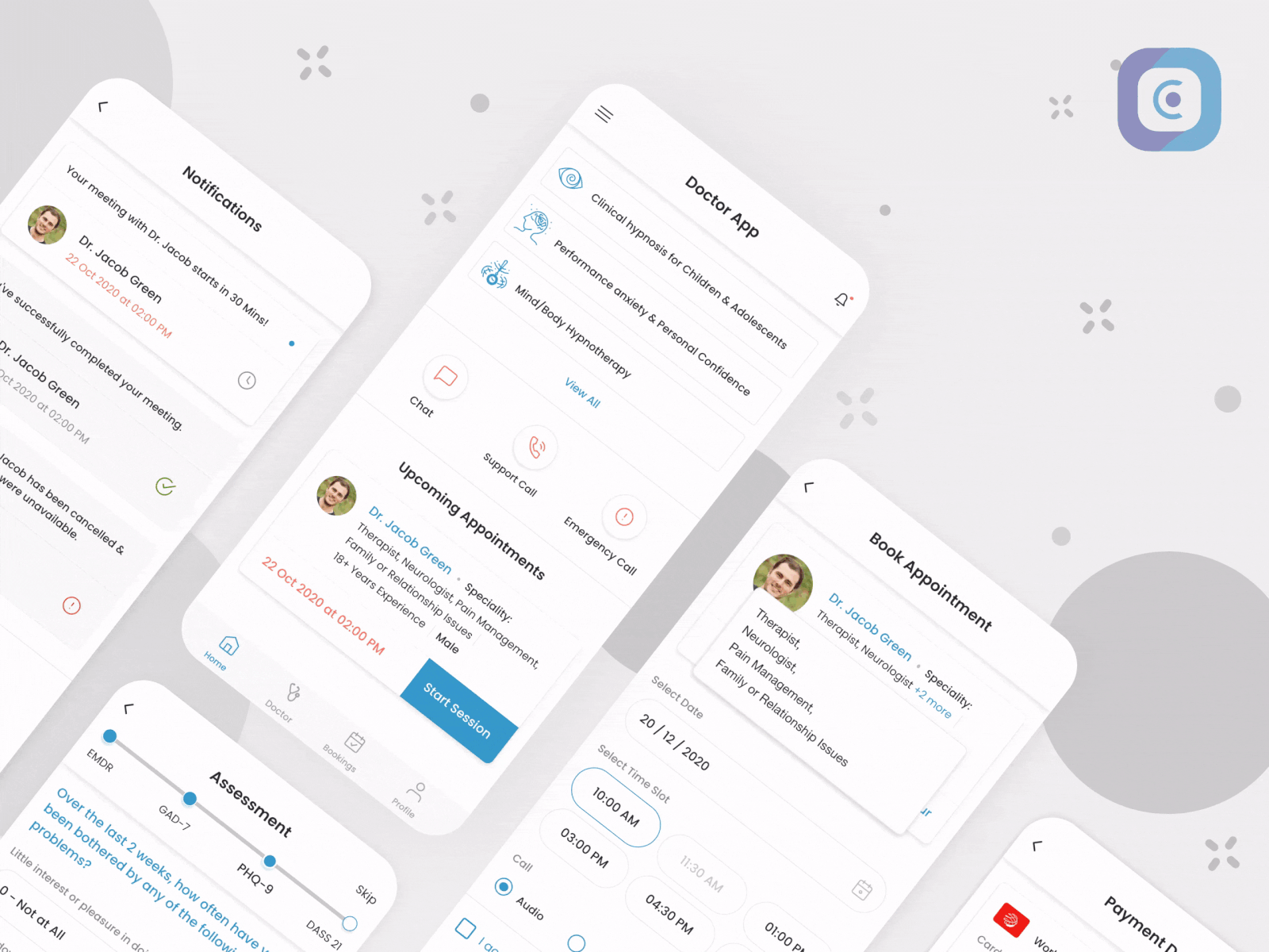 Doctor & Healthcare Medical Mobile App. animated gif app book appointment dark app dark mode dark ui design doctor app doctor appointment health app healthcare light mode light ui minimal mobile notification patient app ui uiux uxdesign