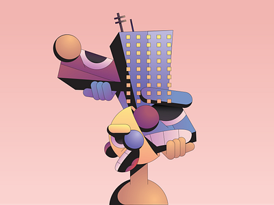 Building Headd character flat gradient illustration illustrator minimal simple