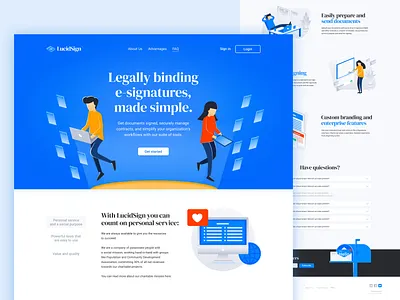 LucidSign E-signature Landing Page Design app clean esignature illustration landing landing page minimal ui ux vector web web design web site design webdesign website website design