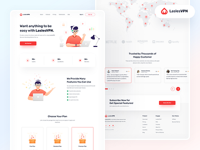 Lasles VPN Landing page app best design best shot best shots branding business clean design graphic design illustration illustrator landingpage typography ui ux web website