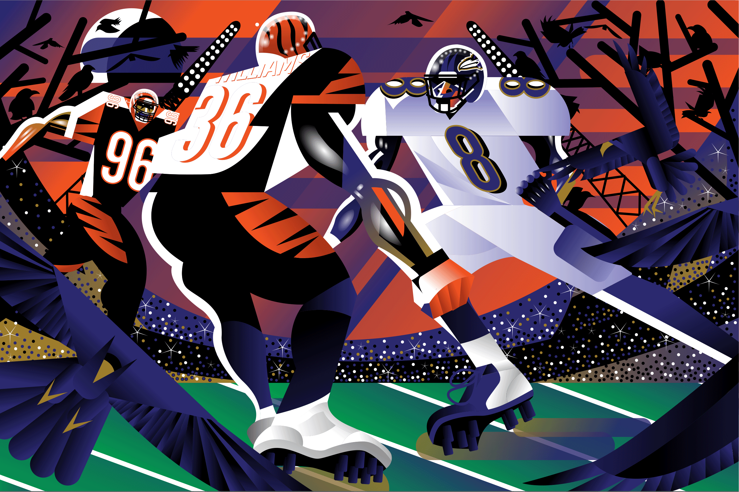 Lamar Jackson abstract baltimore digital editorial football sports vector
