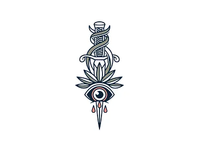 Dagger #2 badgedesign brand identity branding dagger eye flower graphic design illustration illustrator logo merch design plant traditional tattoo vector
