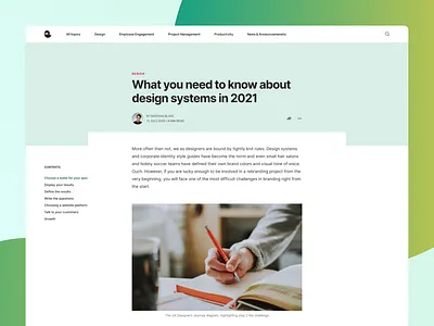 Blog - Article Template article blog blogging clean concept design figma flat green minimal minimalist template ui uidesign uiux ux web white