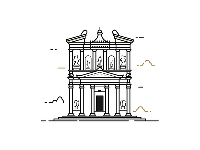 Petra, Jordan - The Treasury architecture city design flat graphic design icon illustration jordan landmark lineart minimalism petra the treasury travel