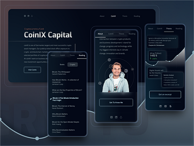 Personal Crypto Website bitcoin blockchain blue business concept crypto dark dark ui darkmode design digital financial graph homepage personal personal website web webdesign website website concept