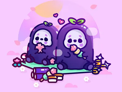 All No-Face needed was a friend! character cute design hayao miyazaki illustration illustrator kawaii no face spirited away studio ghibli vector