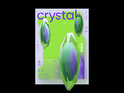 CRYSTAL Poster with glassmorphism 3d 3d modeling blender blender 3d design glassmorphism graphic graphic design poster poster a day poster art poster design typogaphy