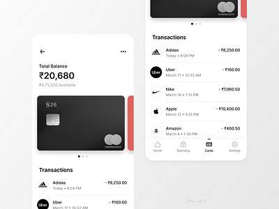 Credit Cards app cards credit card finance finance app log transactions ui ux