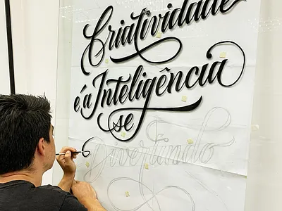 Einstein quote brush caligrafia calligraphy design illustration letter lettering ornament signpainting type typography