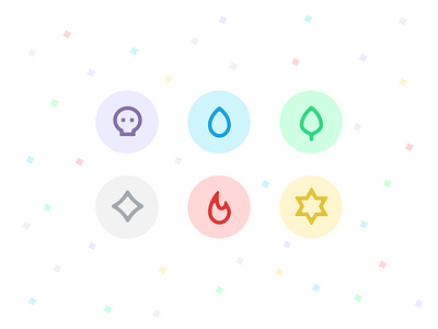 Magic Icons brand branding commander confetti digital fire flame friendly icon identity illustration interface leaf logo magic the gathering star sun tree ui water