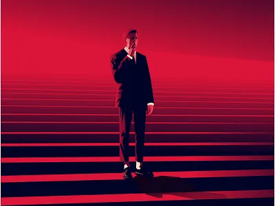 Dramatic man illustration cigarette dark drama dramatic illustration illustrator light man mood neon neon light noir portrait red smoking vector