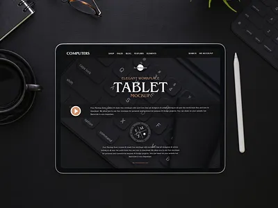 Free Elegant Workplace Tablet Mockup branding download free free mockup freebie identity mock up mockup mockup free mockup psd mockups print psd stationery tablet mockup template ui ui design ui ux