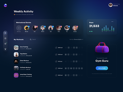 Workout Dashboard dashboard design ui ux workout