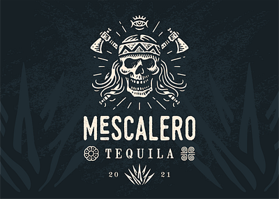 Mescalero Tequila agave apache branding character illustration logo mescalero mexico portrait retro skull tequila tomahawk vintage