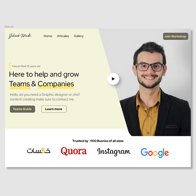 Yakoub Madi Personal Website algeria branding content creator dark ui design figma hero image influence minimal portofolio ui user interface ux website