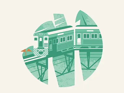 Serra Verde Express design green illustration montain train vector