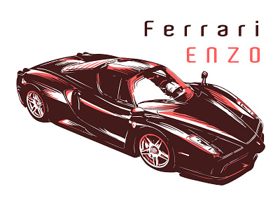 FerrariEnzo 2 color auto car enzo expensive ferrari graphic illustration luxury passion red sport