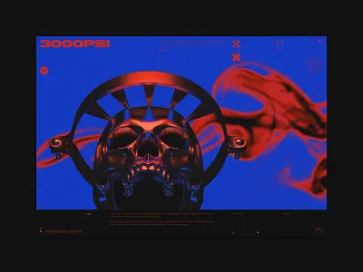 3000PSI Landing Page Concept 3d 3d art 3d artist blue brand branding brutalism brutalist creative landing page metal music music album music art red skull skull art ui ui design uidesign