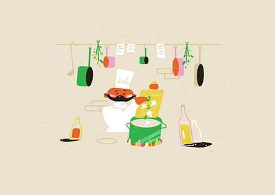 Soup styleframe adobe illustrator animation character design chef cooking cuisine food illustration kitchen restaurant soup storyboard texture