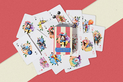 Cirque Du Sooj circus design floral graphic design illustration packaging playing cards