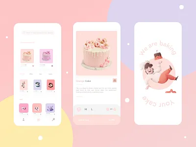 Cake App app cake cakes colorful delivery design food foodie happy birthday illustration minimal mobile pink restaurant sweet ux uxdesign