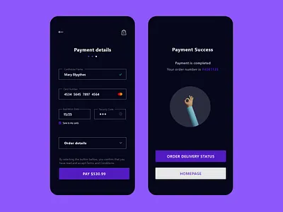 Payment UI - Dark Mode adobe xd design uiux mobile design mobile ui payment payment app payment form