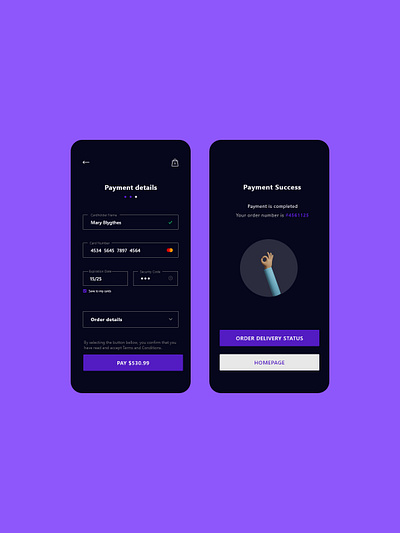 Payment UI - Dark Mode adobe xd design uiux mobile design mobile ui payment payment app payment form