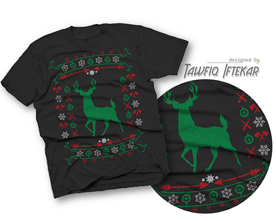 Ugly deer hunting t-shirt illustrator ugly christmas sweater ugly sweater ugly t shirt design