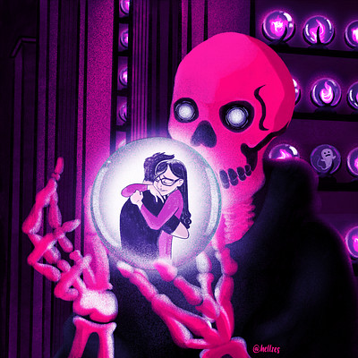 Días Distintos artwork crane death digital art digital illustration digital painting hellzes illustration pink skeleton skull