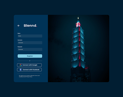 Login of Blennd design ui ux web