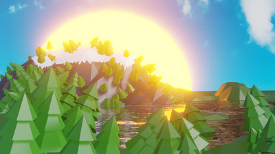 Bosque Low Poply 3d art 80s ambient b3d blender3d design lowpoly videogames
