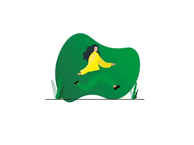 Waking girl illustration character illustration characterdesign energy enjoy the moment flat illustration fresh girl happy illustration morning running simple vector walking