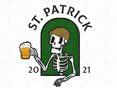 Saint Patrick 2021 2021 art beer digital digital art holiday illustration javo designs old school saint patrick skull skull art skulls st.patrick tattoo typography vector vector art vintage