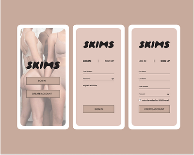 Daily UI [1/100] - Sign Up form for Skims app daily 100 challenge daily ui dailyuichallenge design ecommerce fashion app figma figma design minimal ui ux