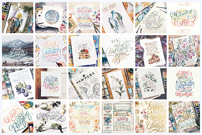 Collective Watercolor and Type Illustrations design illustration typography